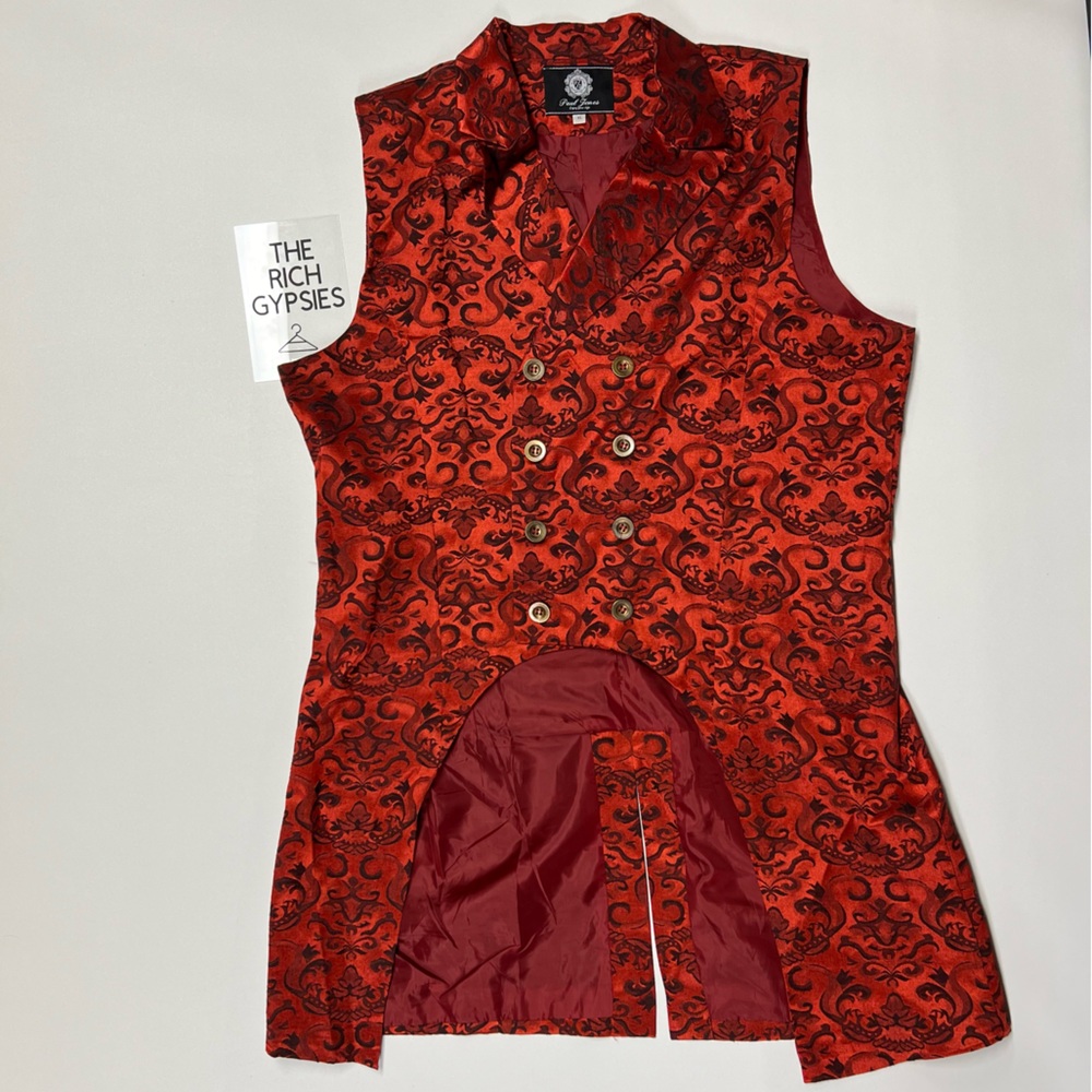 🎃RED AND BLACK BOROQUE DOUBLE BREASTED PAUL JONES WAISTCOAT M24